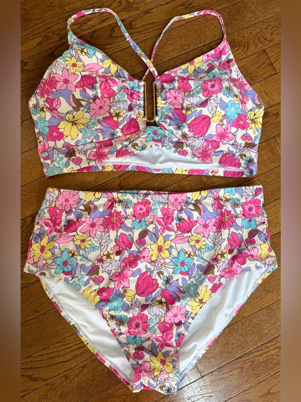 Floral High-Waist Bikini Set Size 2XL